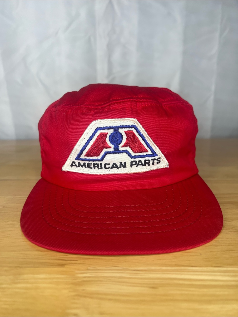 Vintage 80s American Parts Snapback Hat Red Swingster Made USA Auto Parts Cap